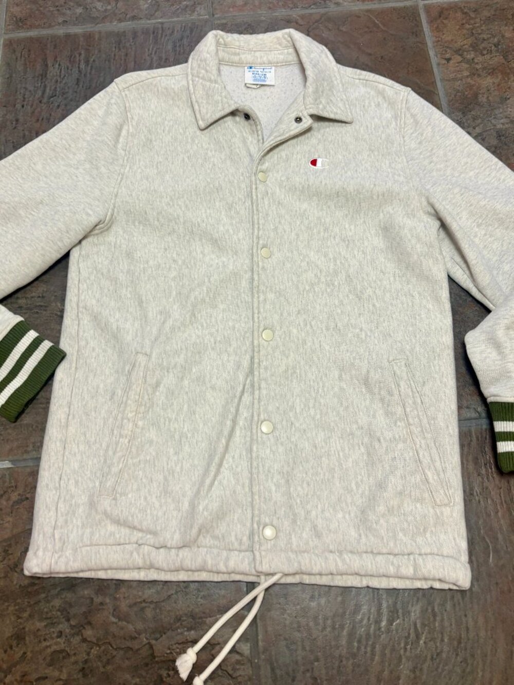 ~Vintage Champion Unique Rare Snap Jacket Medium Gray Reverse Weave Long Sleeve.